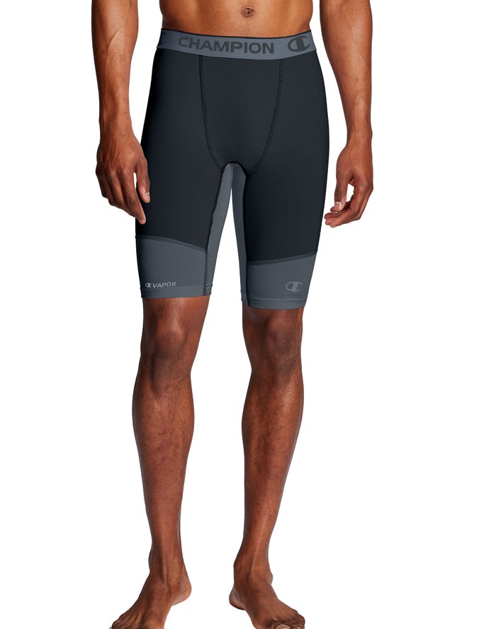 Champion Mens Shorts NZ - Compression Black/Grey ( 3658-CZXEO )